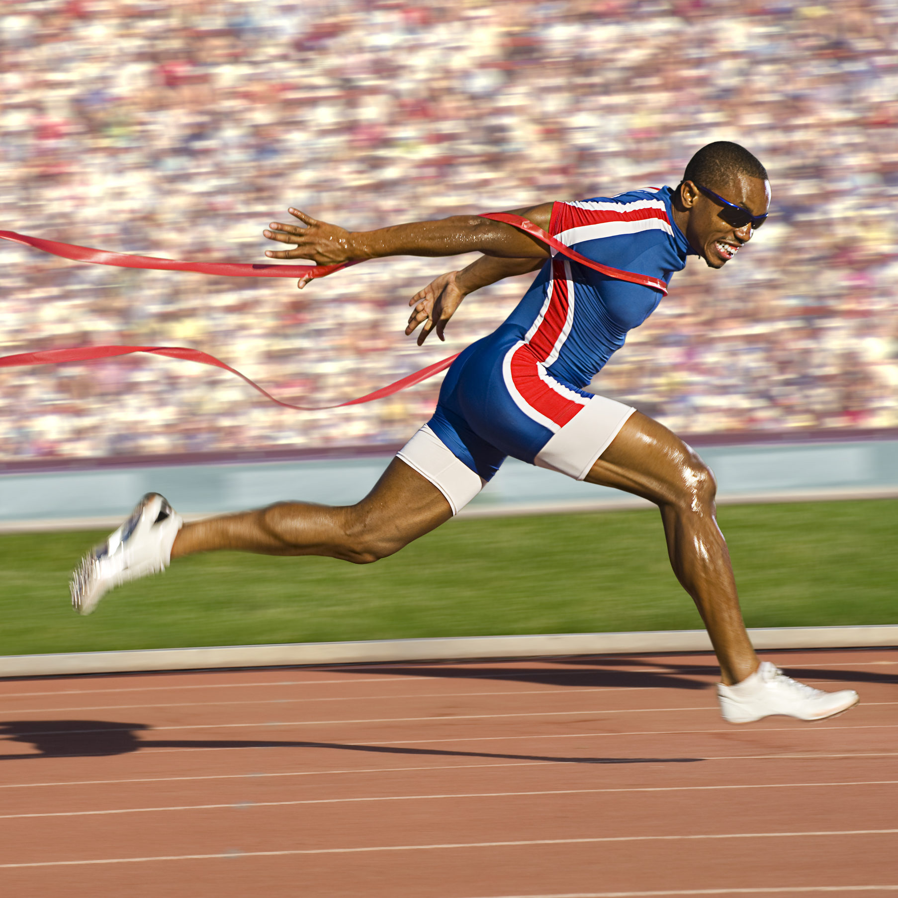 Sprinter Crossing the Finish Line